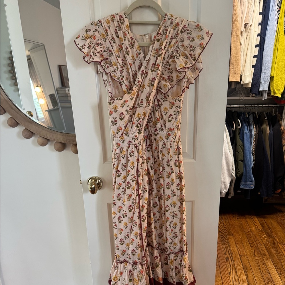 Anna Cate Floral Print Maxi Dress with Burgundy Highlights - Picture 4 of 8